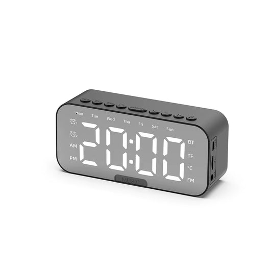 Bluetooth Speaker FM Radio TF Card Player Sound Box with Display Large Volume Desktop Alarm Clock Speaker Boom for All Phone