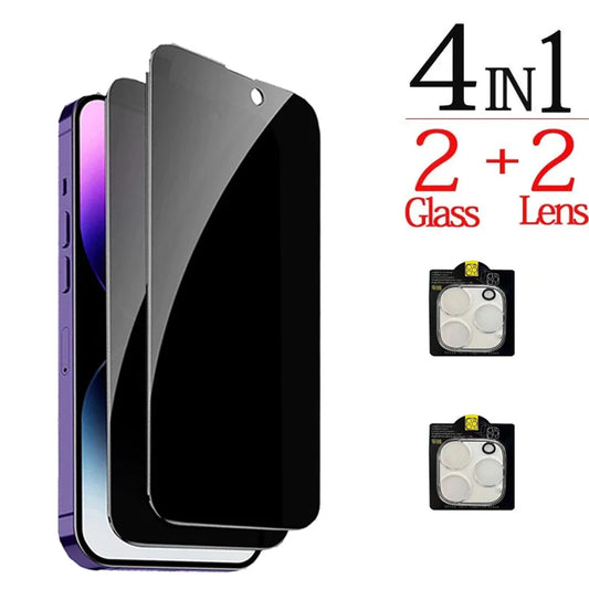 Anti-Spy Glass for  16 15 14 13 Pro Max Privacy Screen Protectors & Camera Protection Film for 15 12 11 Pro Mica