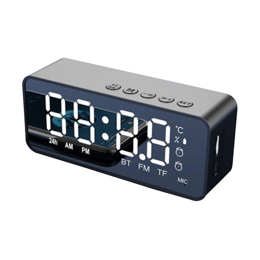 Digital Clock with Bluetooth Speaker Alarm Clock with Dual Alarms Mirror LED Display Bluetooth V5.0 Compatible with Tfcard